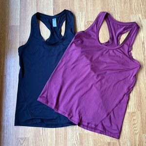 Yogalicious purple black racerback yoga tank tops bundle lot of two size S